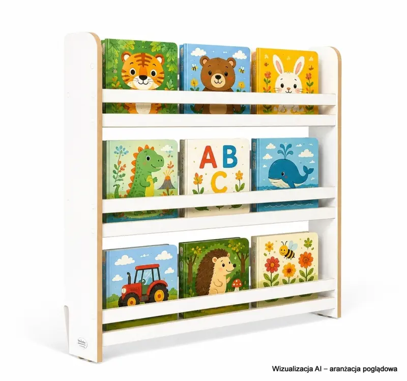 Regał dziecięcy na książki Biblioteczka Montessori 80 × 90 cm - 3 półki BSH-93 biały