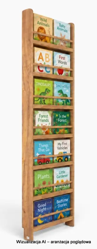 Regał dziecięcy na książki Biblioteczka Montessori Puzzle 200 × 60 cm - 7 półek BSH-PZ-67 dębowy