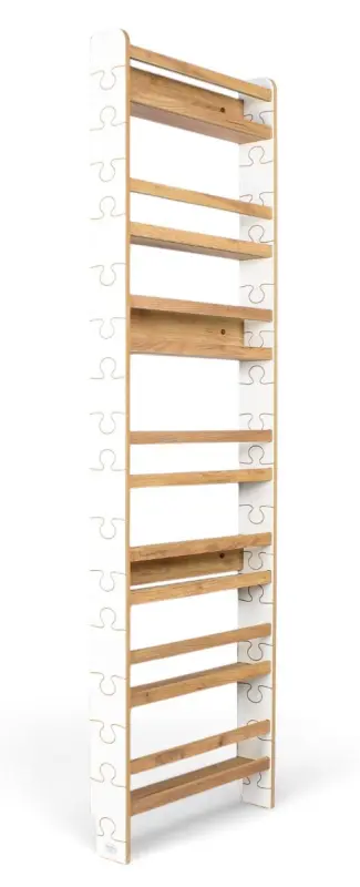 Regał dziecięcy na książki Biblioteczka Montessori Puzzle 200 × 60 cm - 7 półek BSH-PZ-67 biało-dębowy