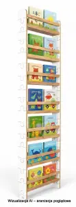 Regał dziecięcy na książki Biblioteczka Montessori Puzzle 200 × 60 cm - 7 półek BSH-PZ-67 biało-dębowy 
