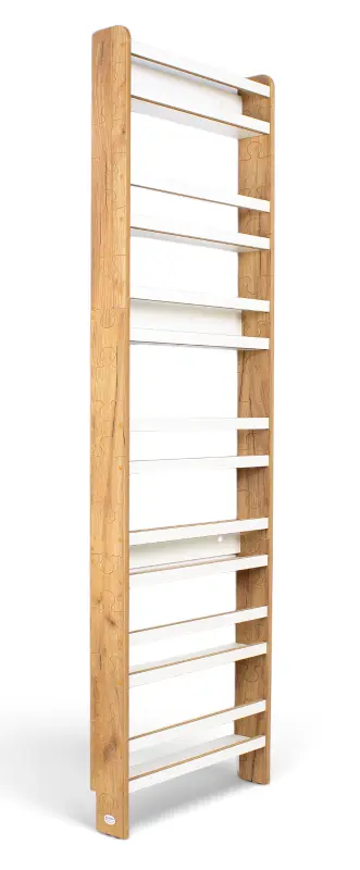 Regał dziecięcy na książki Biblioteczka Montessori Puzzle 200 × 60 cm - 7 półek BSH-PZ-67 dębowo-biały