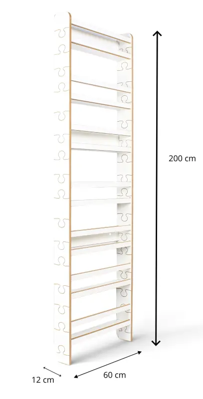 Regał dziecięcy na książki Biblioteczka Montessori Puzzle 200 × 60 cm - 7 półek BSH-PZ-67 biały