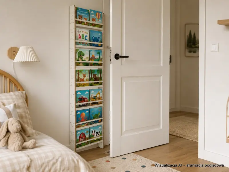Regał dziecięcy na książki Biblioteczka Montessori Puzzle 200 × 60 cm - 7 półek BSH-PZ-67 biały