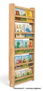 Regał dziecięcy na książki Biblioteczka Montessori Puzzle 140 × 60 cm - 5 półek BSH-PZ-65 dębowy