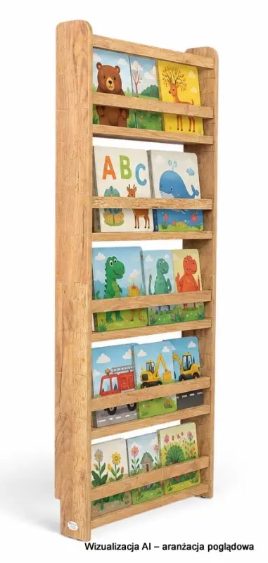 Regał dziecięcy na książki Biblioteczka Montessori 140 × 60 cm - 5 półek BSH-PZ-65 dębowy