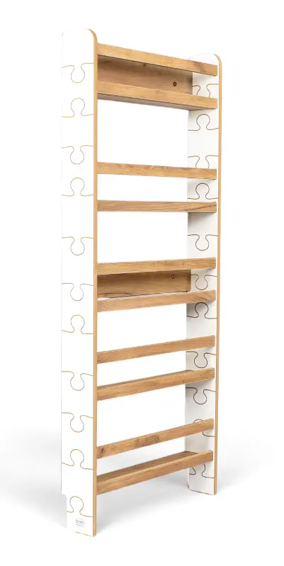 Regał dziecięcy na książki Biblioteczka Montessori 140 × 60 cm - 5 półek BSH-PZ-65 biało-dębowy