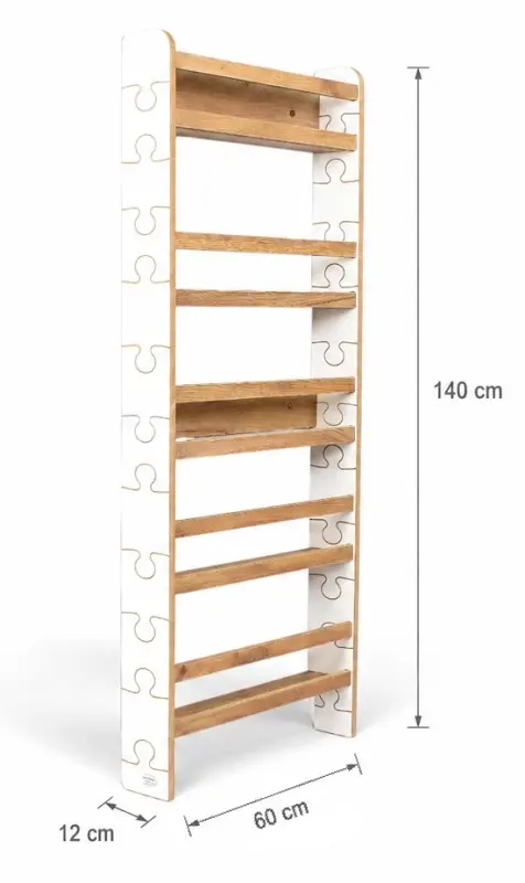 Regał dziecięcy na książki Biblioteczka Montessori 140 × 60 cm - 5 półek BSH-PZ-65 biało-dębowy