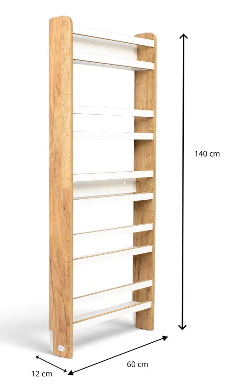 Regał dziecięcy na książki Biblioteczka Montessori 140 × 60 cm - 5 półek BSH-PZ-65 dębowo-biały