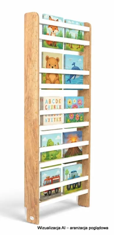 Regał dziecięcy na książki Biblioteczka Montessori 140 × 60 cm - 5 półek BSH-PZ-65 dębowo-biały