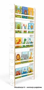 Regał dziecięcy na książki Biblioteczka Montessori Puzzle 140 × 60 cm - 5 półek BSH-PZ-65 biały