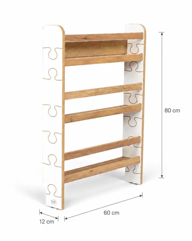 Regał dziecięcy na książki Biblioteczka Montessori Puzzle 80 × 60 cm - 3 półki BSH-PZ-63 biało-dębowy