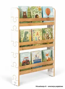Regał dziecięcy na książki Biblioteczka Montessori Puzzle 80 × 60 cm - 3 półki BSH-PZ-63 biało-dębowy