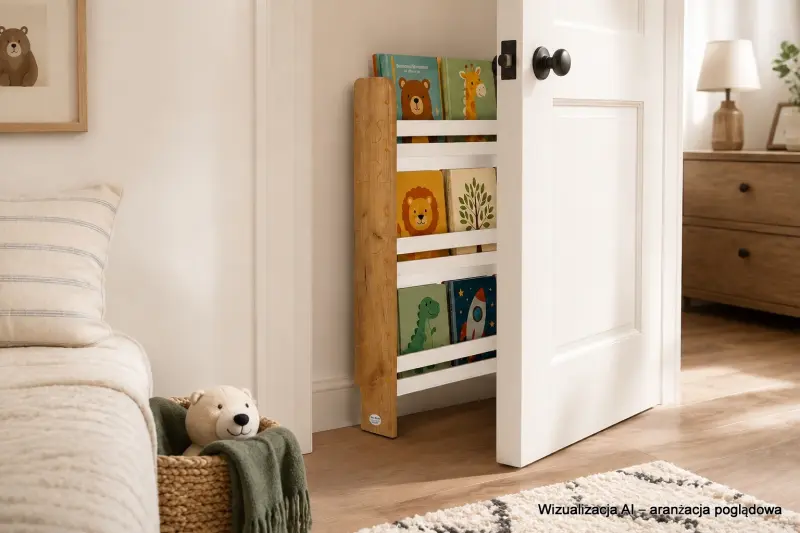 Regał dziecięcy na książki Biblioteczka Montessori Puzzle 80 × 60 cm - 3 półki BSH-PZ-63 dębowo-biały
