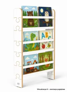Regał dziecięcy na książki Biblioteczka Montessori Puzzle 80 × 60 cm - 3 półki BSH-PZ-63 biały