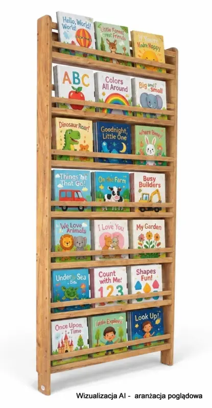 Regał dziecięcy na książki Biblioteczka Montessori Puzzle 200 × 90 cm - 7 półek BSH-PZ-97 dębowy
