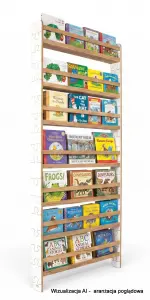 Regał dziecięcy na książki Biblioteczka Montessori Puzzle 200 × 90 cm - 7 półek BSH-PZ-97 biało-dębowy
