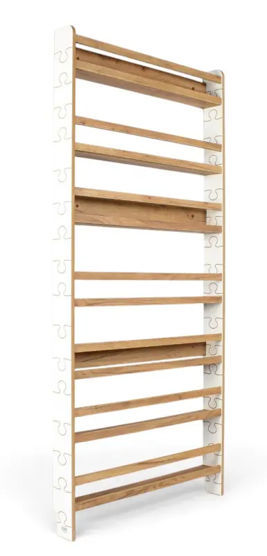 Regał dziecięcy na książki Biblioteczka Montessori Puzzle 200 × 90 cm - 7 półek BSH-PZ-97 biało-dębowy