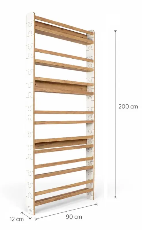 Regał dziecięcy na książki Biblioteczka Montessori Puzzle 200 × 90 cm - 7 półek BSH-PZ-97 biało-dębowy