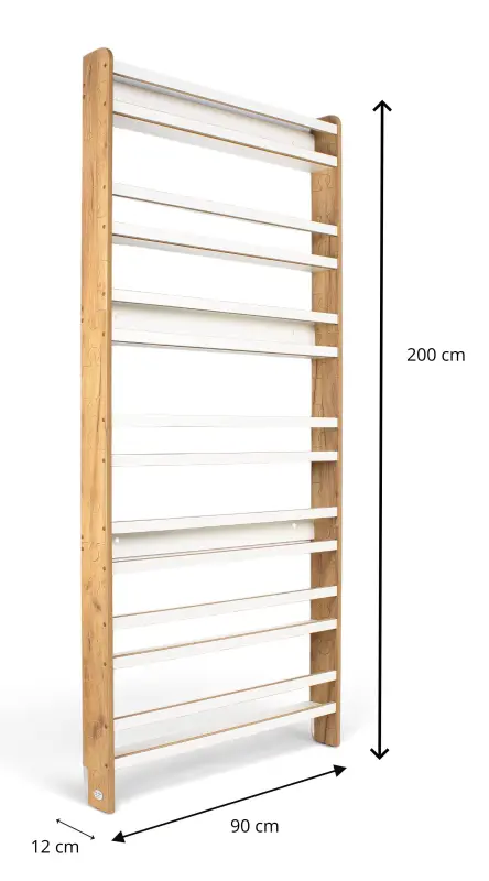 Regał dziecięcy na książki Biblioteczka Montessori Puzzle 200 × 90 cm - 7 półek BSH-PZ-97 dębowo-biały