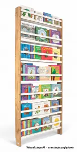 Regał dziecięcy na książki Biblioteczka Montessori Puzzle 200 × 90 cm - 7 półek BSH-PZ-97 dębowo-biały
