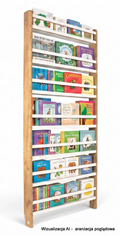 Regał dziecięcy na książki Biblioteczka Montessori Puzzle 200 × 90 cm - 7 półek BSH-PZ-97 dębowo-biały