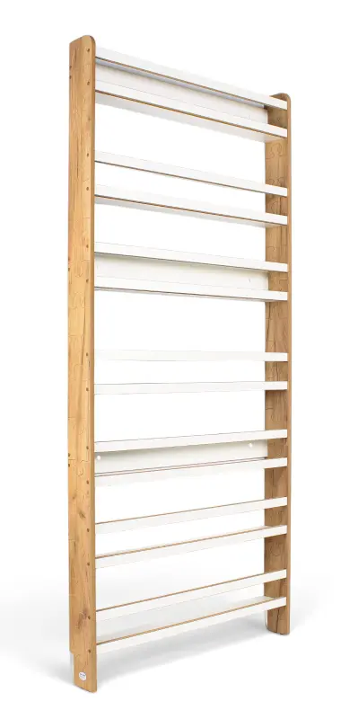 Regał dziecięcy na książki Biblioteczka Montessori Puzzle 200 × 90 cm - 7 półek BSH-PZ-97 dębowo-biały