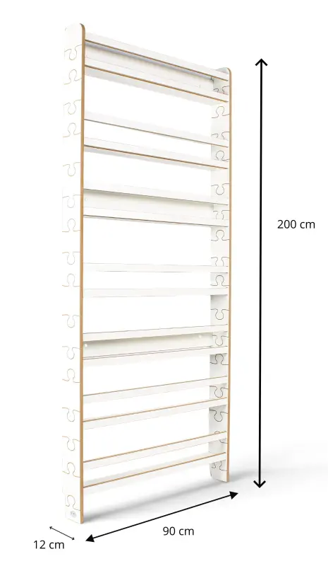 Regał dziecięcy na książki Biblioteczka Montessori Puzzle 200 × 90 cm - 7 półek BSH-PZ-97 biały