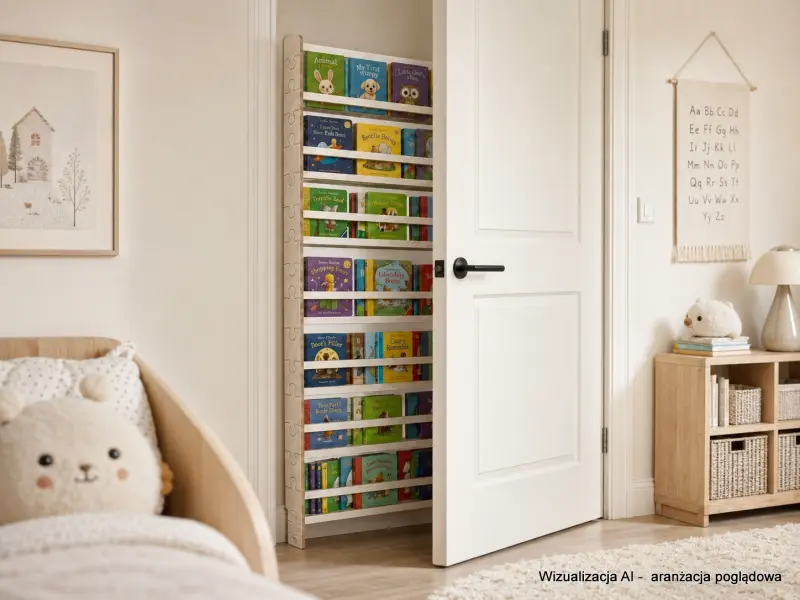 Regał dziecięcy na książki Biblioteczka Montessori Puzzle 200 × 90 cm - 7 półek BSH-PZ-97 biały