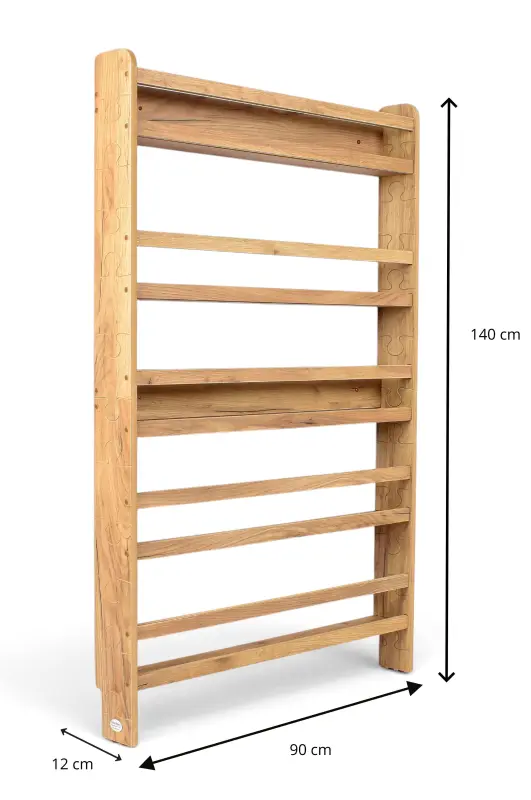 Regał dziecięcy na książki Biblioteczka Montessori Puzzle 140 × 90 cm - 5 półek BSH-PZ-95 dębowy