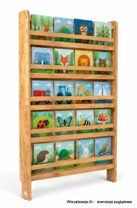 Regał dziecięcy na książki Biblioteczka Montessori Puzzle 140 × 90 cm - 5 półek BSH-PZ-95 dębowy
