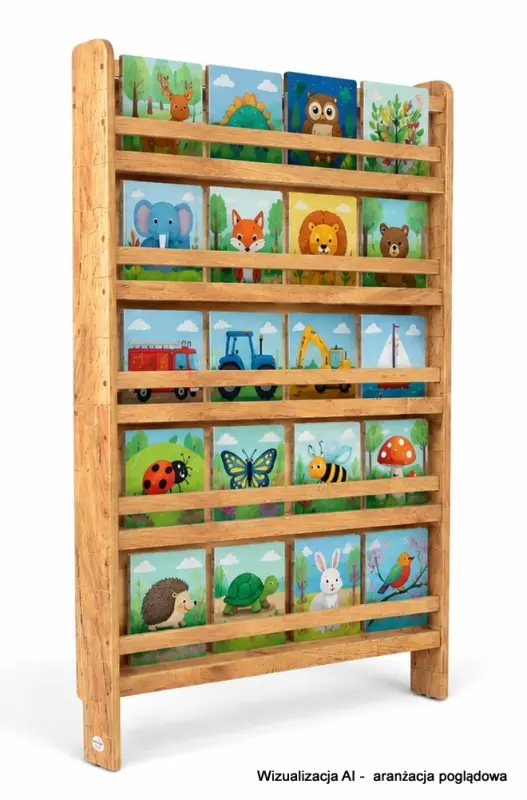 Regał dziecięcy na książki Biblioteczka Montessori Puzzle 140 × 90 cm - 5 półek BSH-PZ-95 dębowy
