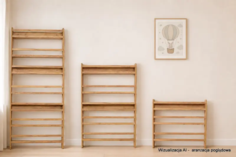 Regał dziecięcy na książki Biblioteczka Montessori Puzzle 140 × 90 cm - 5 półek BSH-PZ-95 dębowy