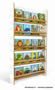 Regał dziecięcy na książki Biblioteczka Montessori Puzzle 140 × 90 cm - 5 półek BSH-PZ-95 biało-dębowy