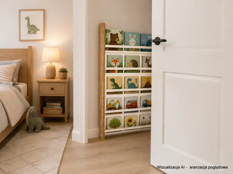 Regał dziecięcy na książki Biblioteczka Montessori Puzzle 140 × 90 cm - 5 półek BSH-PZ-95 dębowo-biały