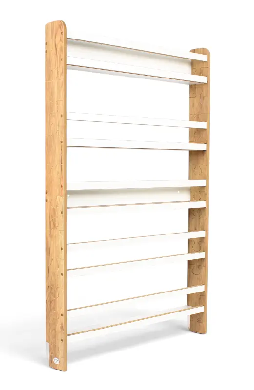 Regał dziecięcy na książki Biblioteczka Montessori Puzzle 140 × 90 cm - 5 półek BSH-PZ-95 dębowo-biały