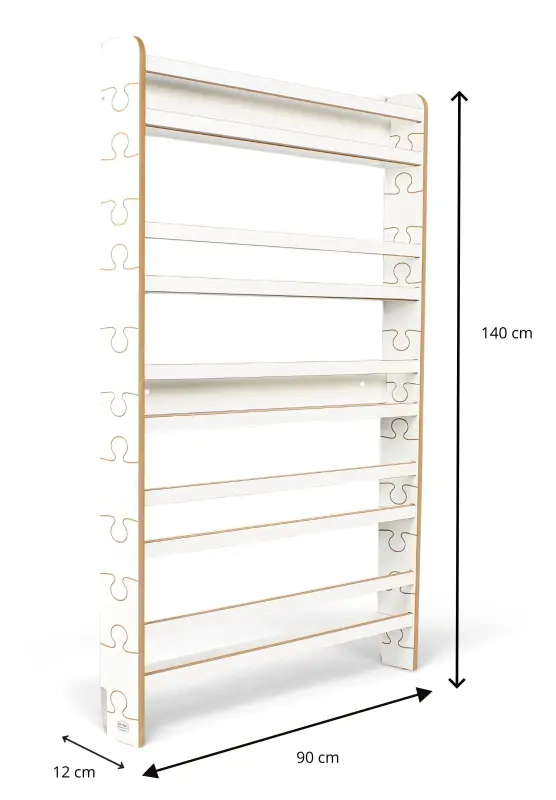 Regał dziecięcy na książki Biblioteczka Montessori Puzzle 140 × 90 cm - 5 półek BSH-PZ-95 biały