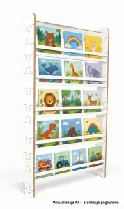 Regał dziecięcy na książki Biblioteczka Montessori Puzzle 140 × 90 cm - 5 półek BSH-PZ-95 biały