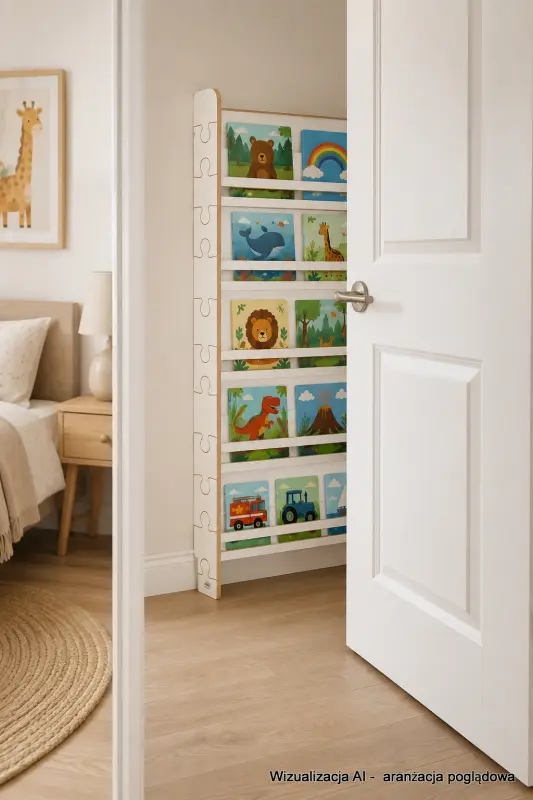 Regał dziecięcy na książki Biblioteczka Montessori Puzzle 140 × 90 cm - 5 półek BSH-PZ-95 biały
