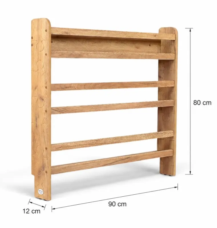 Regał dziecięcy na książki Biblioteczka Montessori Puzzle 80 × 90 cm - 3 półki BSH-PZ-93 dębowy