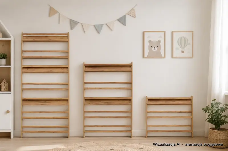 Regał dziecięcy na książki Biblioteczka Montessori Puzzle 80 × 90 cm - 3 półki BSH-PZ-93 biało-dębowy