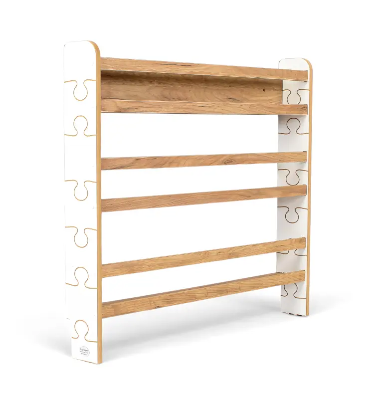 Regał dziecięcy na książki Biblioteczka Montessori Puzzle 80 × 90 cm - 3 półki BSH-PZ-93 biało-dębowy