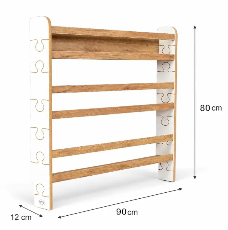 Regał dziecięcy na książki Biblioteczka Montessori Puzzle 80 × 90 cm - 3 półki BSH-PZ-93 biało-dębowy