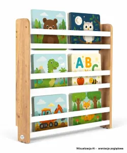 Regał dziecięcy na książki Biblioteczka Montessori Puzzle 80 × 90 cm - 3 półki BSH-PZ-93 dębowo-biały