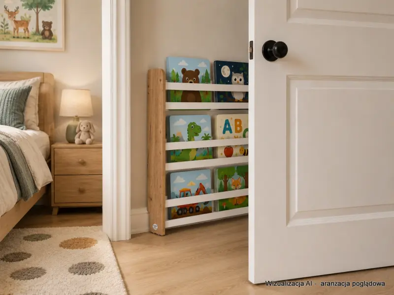 Regał dziecięcy na książki Biblioteczka Montessori Puzzle 80 × 90 cm - 3 półki BSH-PZ-93 dębowo-biały