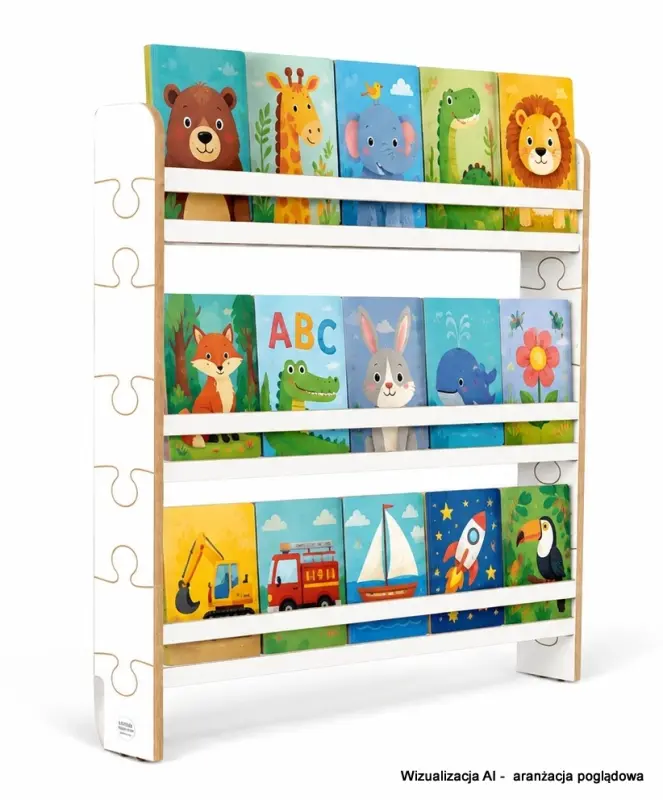 Regał dziecięcy na książki Biblioteczka Montessori Puzzle 80 × 90 cm - 3 półki BSH-PZ-93 biały