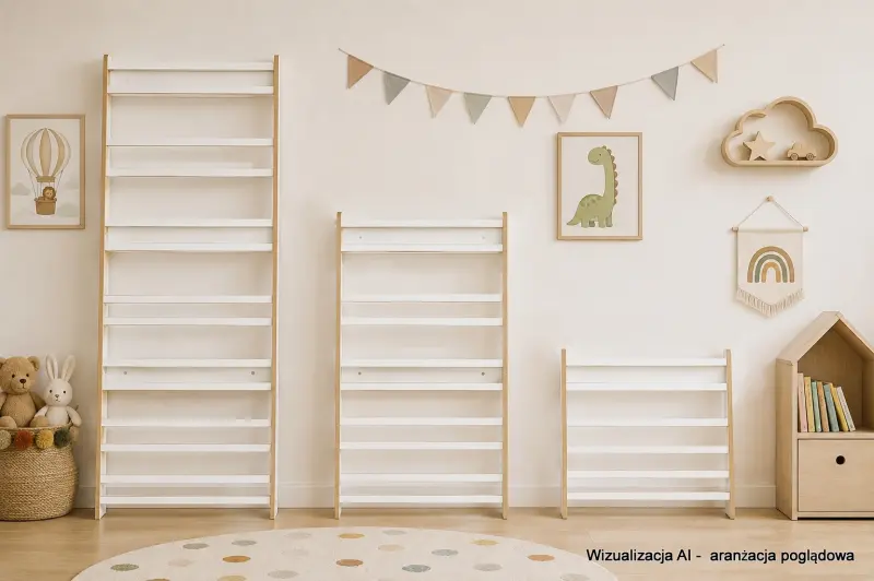 Regał dziecięcy na książki Biblioteczka Montessori Puzzle 80 × 90 cm - 3 półki BSH-PZ-93 biały