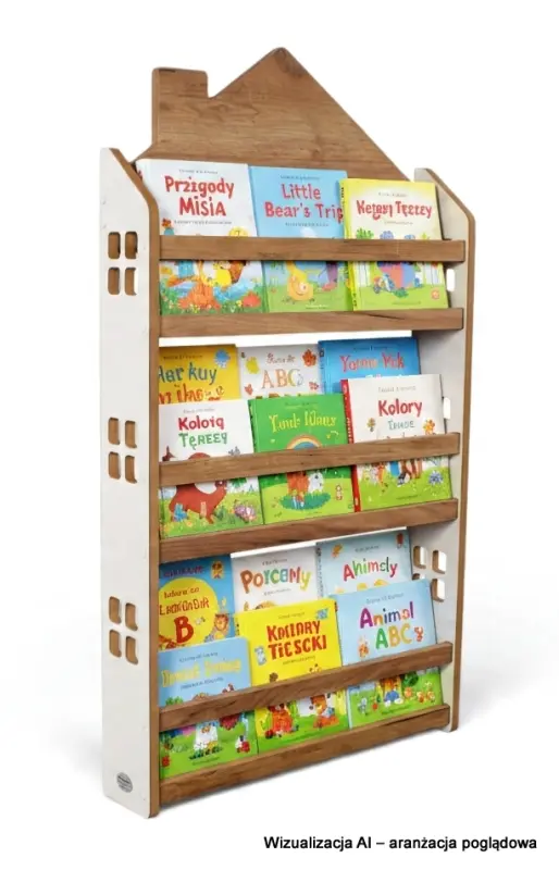 Biblioteczka wisząca – regał na książki dla dzieci Domek HBC-520 biało-dębowy