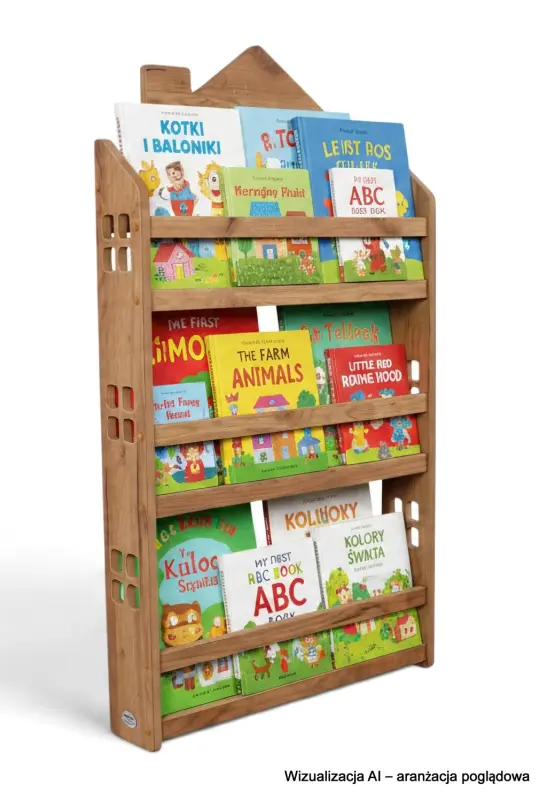 Biblioteczka wisząca – regał na książki dla dzieci Domek HBC-520 dębowy