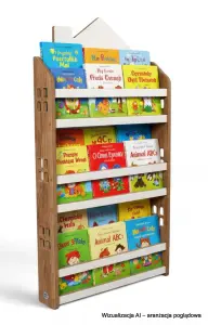 Biblioteczka wisząca – regał na książki dla dzieci Domek HBC-520 dębowo-biały