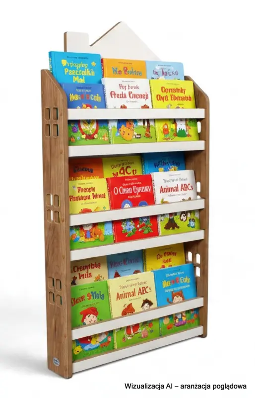 Biblioteczka wisząca – regał na książki dla dzieci Domek HBC-520 dębowo-biały